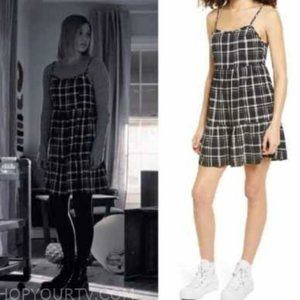 LA LA LAND CREATIVE CO Plaid A-line Dress In Black Ivory XS